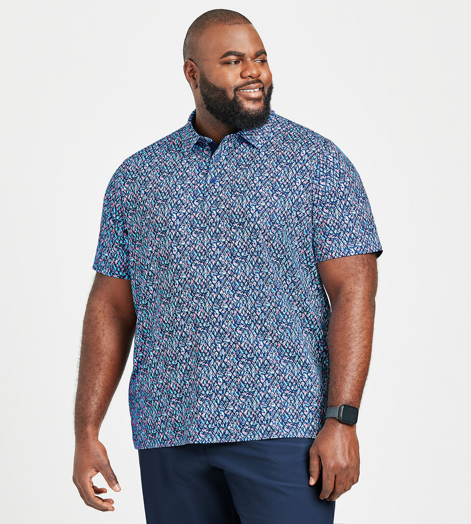 Multi Colour Palm Geo Print Polo – George Richards Big & Tall