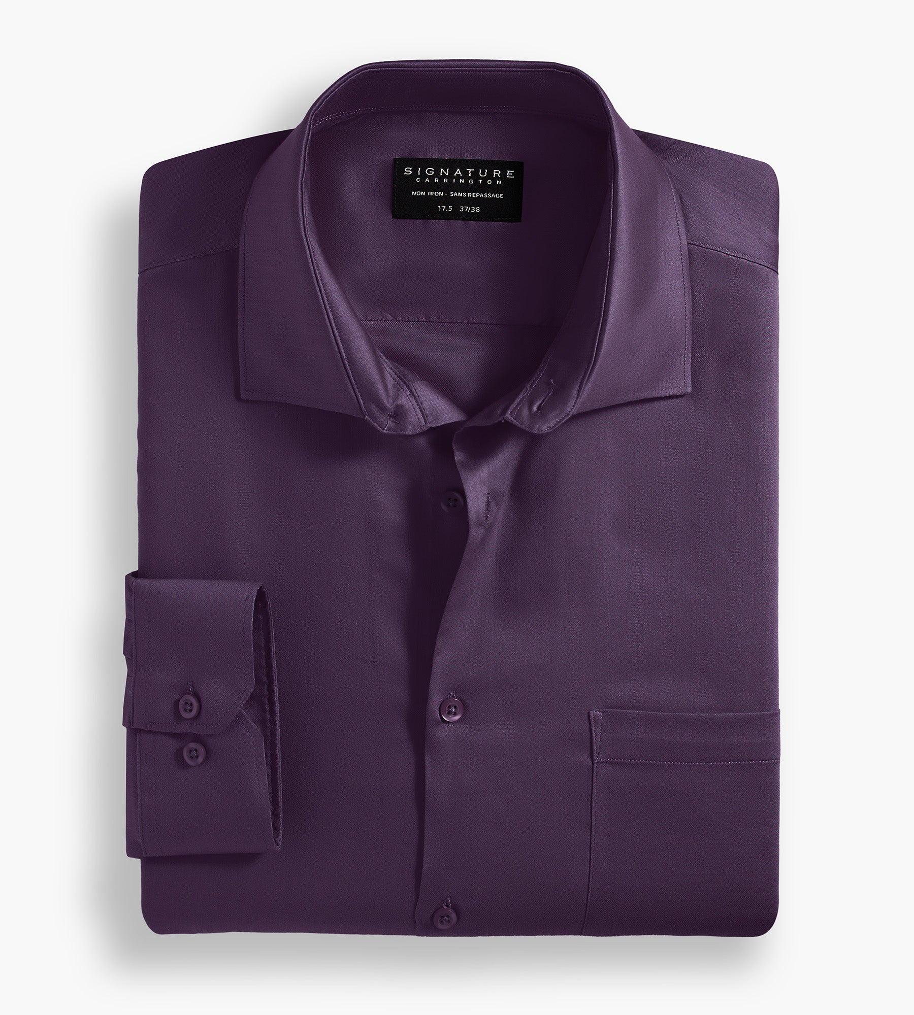 Classic Fit Non-Iron Sateen Dress Shirt | Signature Carrington | George Richards Big & Tall Men's Clothing