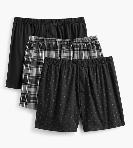 3-Pack Patterned Woven Boxers – George Richards Big & Tall
