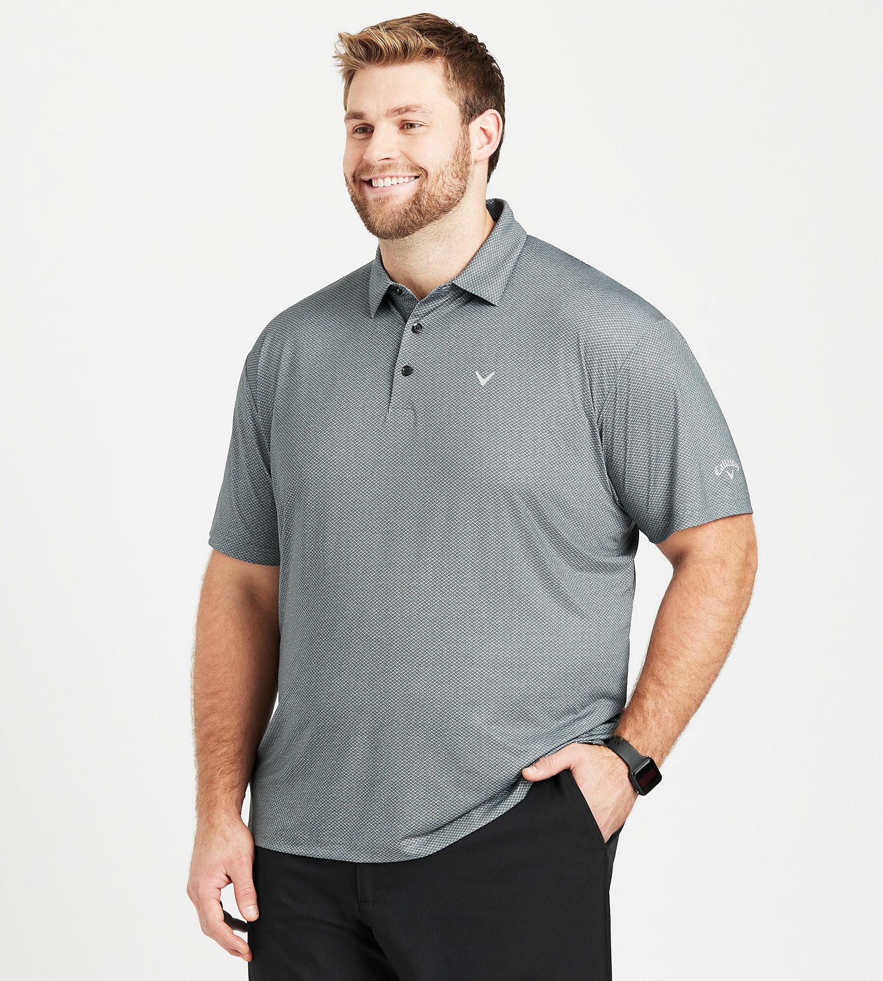 Heathered Geo Print Polo – George Richards Big & Tall