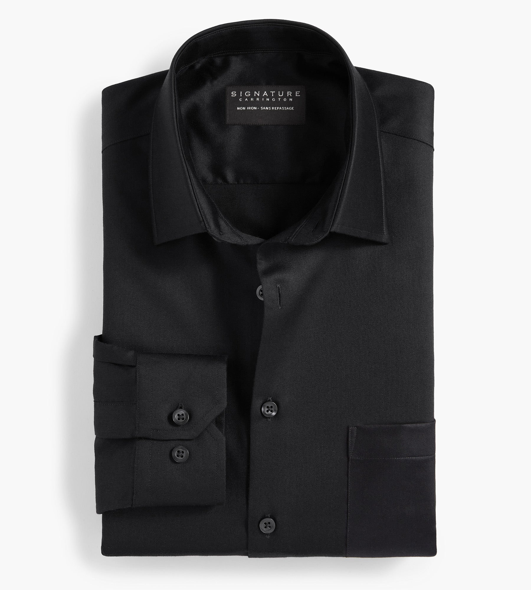 Classic Fit Non-Iron Sateen Dress Shirt | Signature Carrington | George Richards Big & Tall Men's Clothing